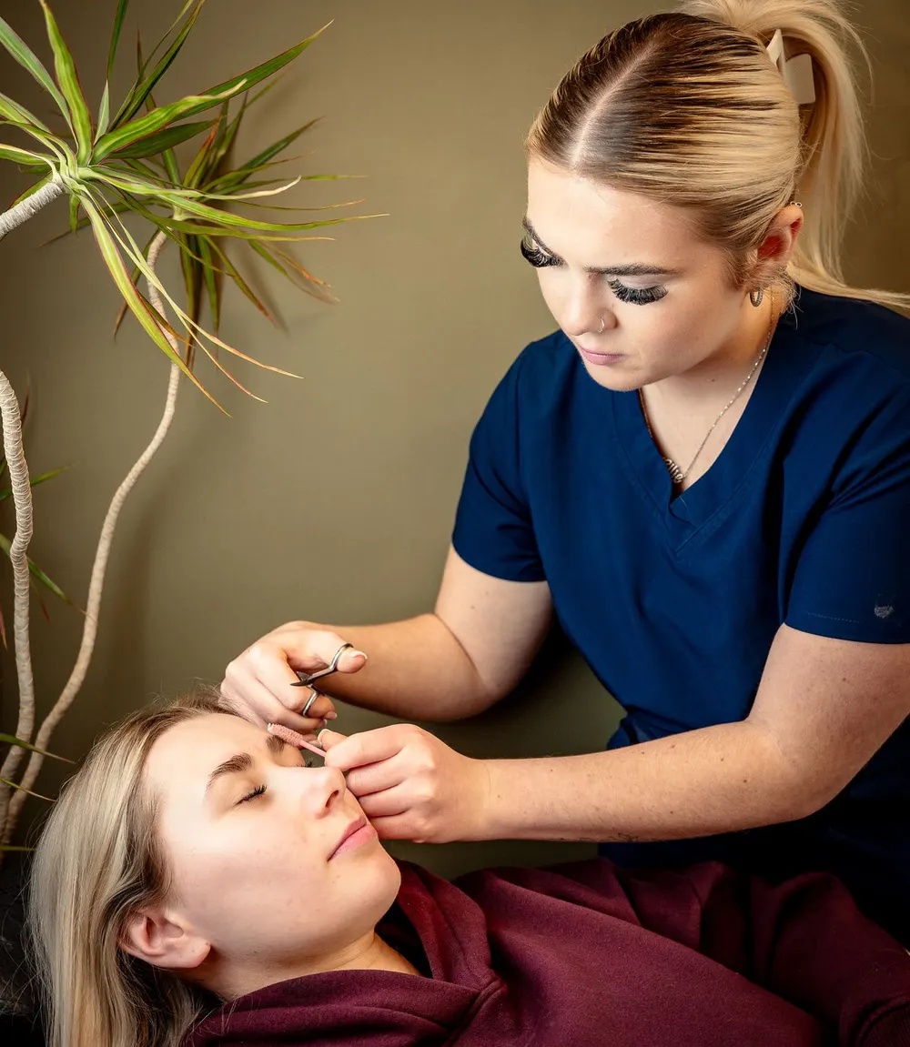 A brow treatment in progress at Skin and Beauty Box Bristol