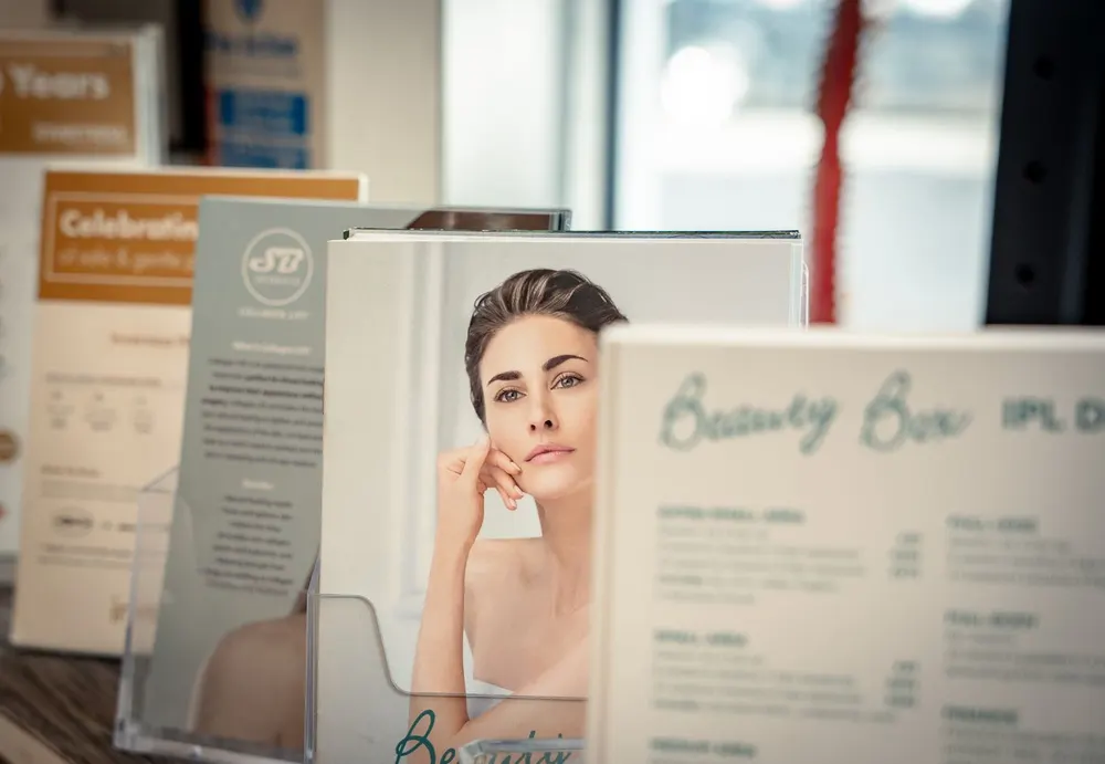 The Lynton IPL hair removal information stand at Skin and Beauty Box Bristol