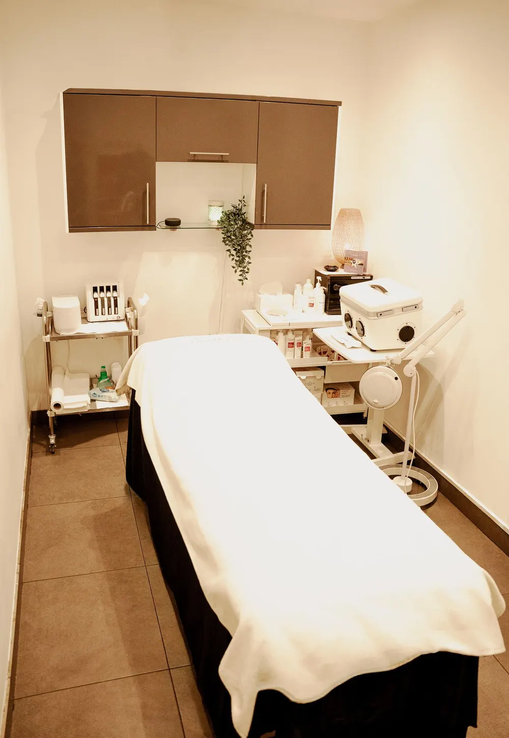 A treatment room at Skin and Beauty Box, Westbury on Trym, where Cryopen skin tag removal is carried out